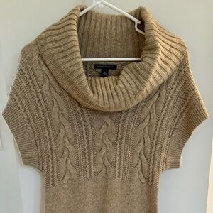 New Banana Republic Womens Small Sweater Dress Cowl Neck Short Sleeve Camel